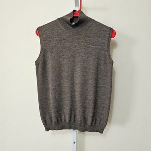 ARMANI COLLEZIONI Women's Rib Turtleneck Sleeveless Brown and Gray Vest Sz 10